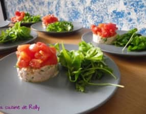 Tartare de tomates et rillettes de thon