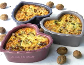 Clafoutis au roquefort aux noix et aux poireaux