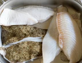Blancs de turbot sur blancs de poireaux