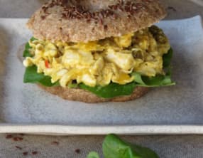 Coronation chicken in a bagel