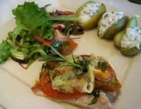 Papillote de rouget au citron à la tomate noire de crimée et à l'estragon