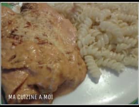 Jambon au four à la crème et sauce tomate