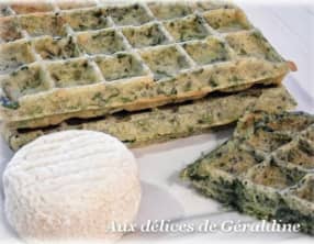 Gaufres épinards, chèvre à la farine de sarrasin