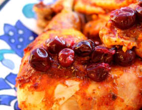 Poulet aux épices orientales, confit de raisin muscat
