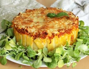 Tarte de rigatoni boeuf et sauce poivronade