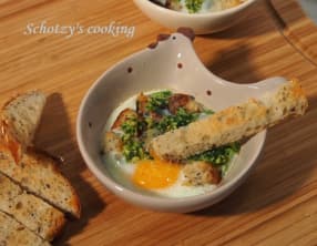 Oeufs cocotte au basilic