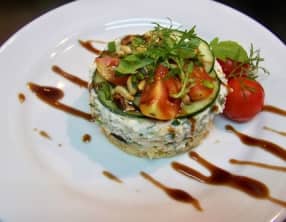 Cheesecake au brocciu, estragon et ciboulette