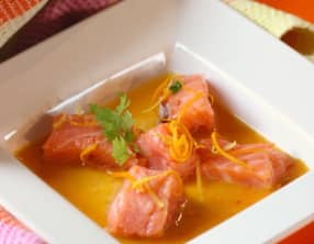 Saumon sauvage basse température, sauce acidulée au potiron