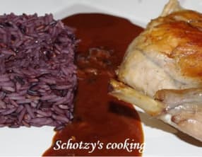 Lapin à la cocotte et son riz violet thaï