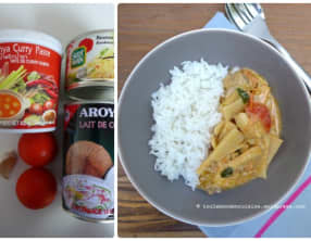 Poulet thaï au curry rouge pousses de bambou et lait de coco