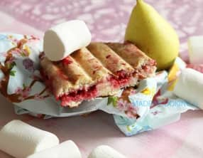 Panini aux framboises, à la poire et aux chamallows