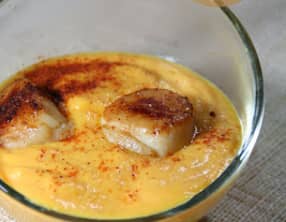 Velouté de carottes au cumin et noix de Saint Jacques
