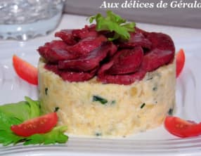 Gésiers confits et purée de rutabaga aux herbes et huile de noix