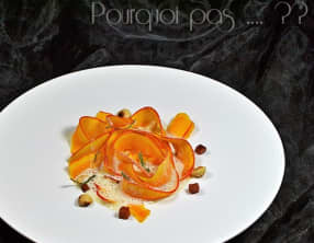 Potimarron crème de parmesan, jambon sec, noisettes et sauge