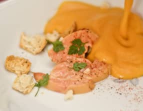Escalope de foie gras et velouté de potiron
