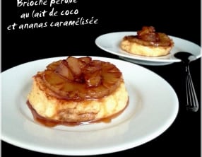 Brioche perdue au lait de coco et ananas caramélisée