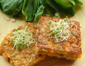 Galettes de flocons de petit épeautre au potimarron et patate douce