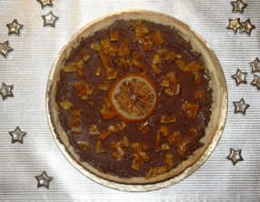 Tarte au chocolat et clémentine confite