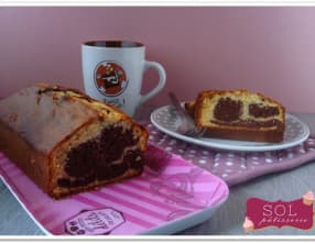 Cake marbré chocolat vanille