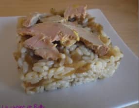 Risotto au foie gras et compotée d'oignons