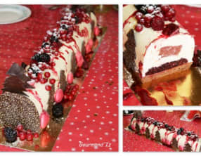 Bûche chocolat blanc et fruits rouges