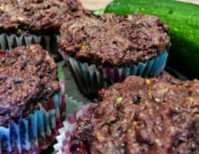 Muffins courgette chocolat coeur framboise