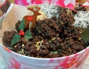 Chocolats "maison" : roses de sables chocolat noir ou blanc, rochers chocolat noir