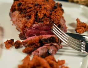 magret de canard en crumble de pain d'épices