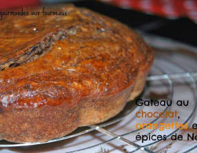 Gâteau au chocolat, orangettes et épices de Noël