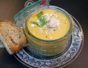 Soupe de potimarron et son nuage de lard fumé