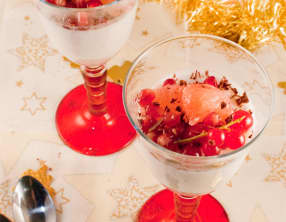 Panna Cotta au lait de coco, pamplemousse, grenade, groseille