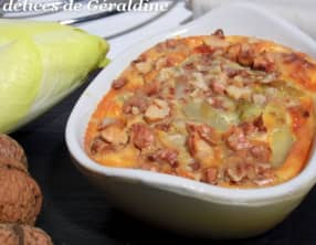 Flan aux endives caramélisées et aux noix