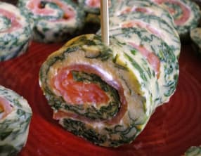 Omelette roulée épinards et saumon fumé