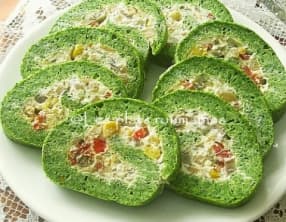 Roulé apéritif d'épinards aux fromage et champignons