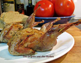 Cailles rôties aux herbes de Provence