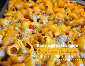 Gratin de pâtes crues façon lasagne sauce à la bolognaise