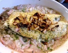 Cabillaud au four à la sauce moutarde échalotes