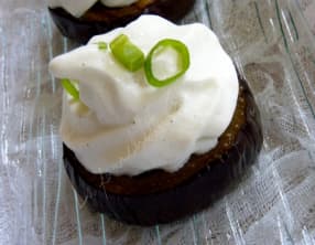 Aubergines, Espuma au roquefort