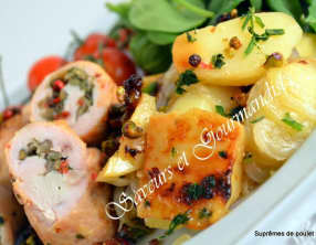 Ballotins de poulet aux lentilles pistachées