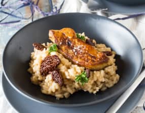 Risotto aux morilles et foie gras poêlé