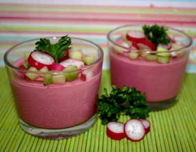 Mousse de betterave et légumes croquants