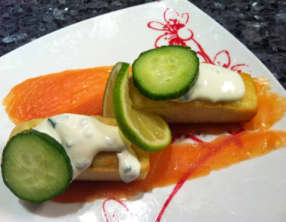 Financier au citron vert et Saumon fumé