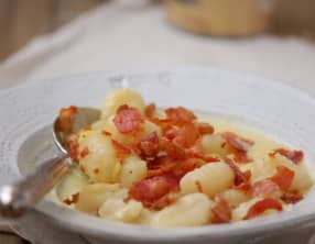 Gnocchis à la crème de maïs et bacon