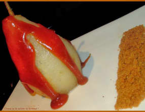 Poires pochées au sirop et caramel beurre salé