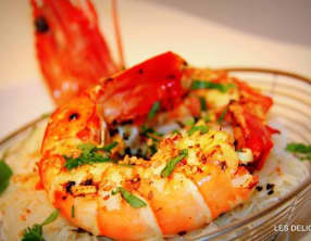 Gambas sautées au gingembre et coriandre