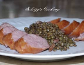 Lentilles vertes du Puy à la saucisse de Morteau