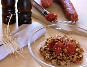 Quinoa façon risotto au chorizo .