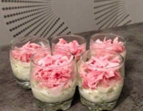 Verrines apéritives concombre, kiri et jambon