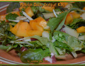 Salade mesclun et kaki