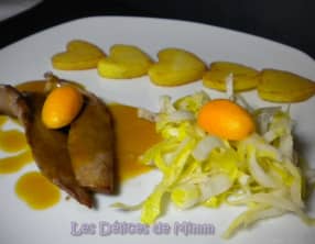Aiguillettes de canard à l’orange et ses cœurs de pommes de terre